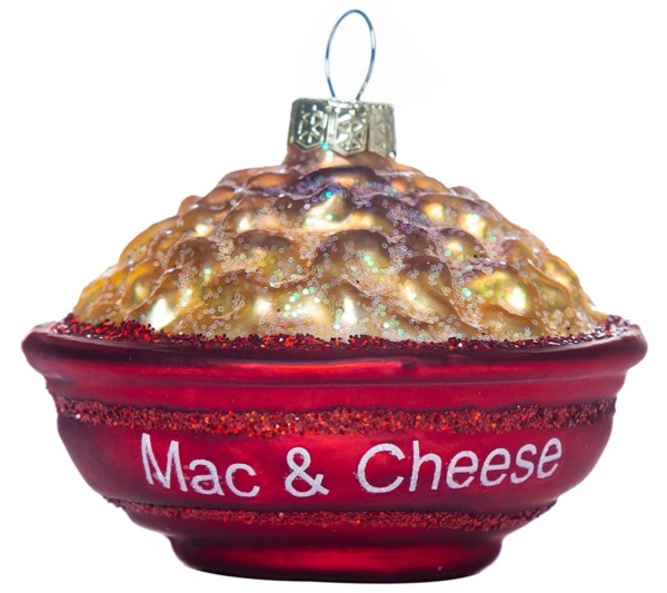 Set of 2 Mac and Cheese Glass Blown Christmas Ornaments, Food Blown Glass Ornaments for Christmas Tree Decorations