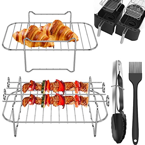 8 PCS Air Fryer Rack Stainless Steel Air Fryer Grill Rack Multipurpose Air Fryer Accessories for Skewer Pies Compatible with Ni-nj-a Instant V-or-te-x Ch-ef-ma-n B-ell-a N-uW-av-e