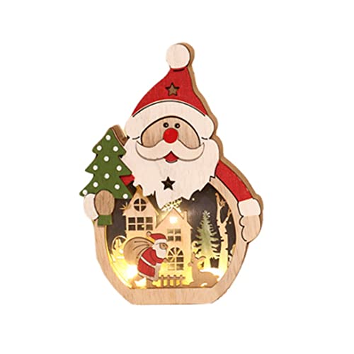 Christmas Decorations, Led Light Santa Claus Shape Wooden Christmas Decorations Hotel Window Decoration (Santa)