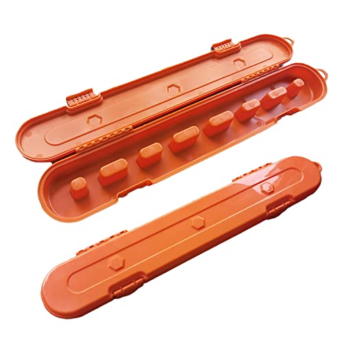 CONNICS Chainsaw Chain Storage,Chainsaw Chain Storage Case,Chainsaw Chain Organizer Box for 10‘’16‘’ 18‘’ 20‘’ Chainsaw (Orange)
