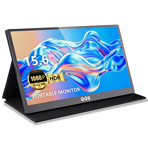 Portable Monitor, QQH 15.6″ Portable Computer Monitor FHD 1080P USB C Laptop Display IPS Second Screen, Ultra Slim HDMI Gaming Monitor with Smart Cover, External Dual Monitor for Phone PC MAC Xbox PS4