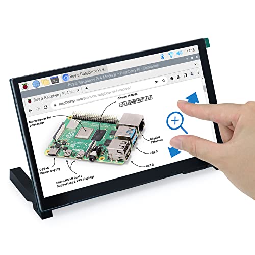FREENOVE 7 Inch Touchscreen Monitor for Raspberry Pi, 800×480 Pixel IPS Display, 5-Point Touch Capacitive Screen, Driver-Free Display Port