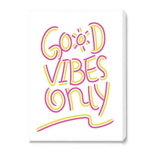Good Vibes Only Canvas Wall Art,Motivational Quote Wall Art Canvas Framed Painting Ready to Hang for Kids Teens Boys Girls Bedroom/Nursery/Reading Room/Classroom Wall Decor,12″ x 15″
