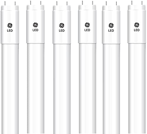 (6 Tubes) GE Glass LED Tube, Replaces 48 inch T8, Plug and Play Type A, Frosted, 5000K (Daylight),1900 Lumens