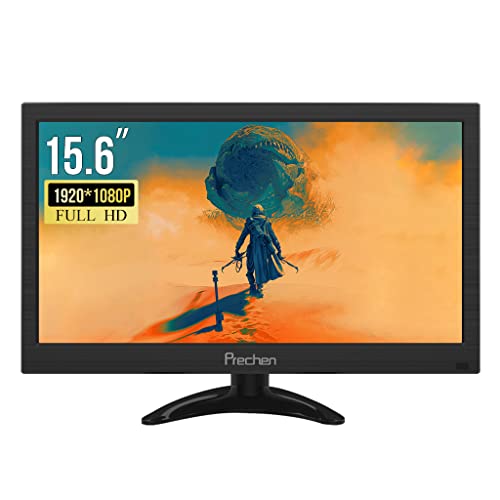 Prechen 15.6 Inch PC Monitor Full HD 1920X1080 LED Monitor with HDMI VGA Input Computer Monitor Display with 60 Hz, 5Ms, Built-in Speaker,5ms Response Time, VESA Mounting