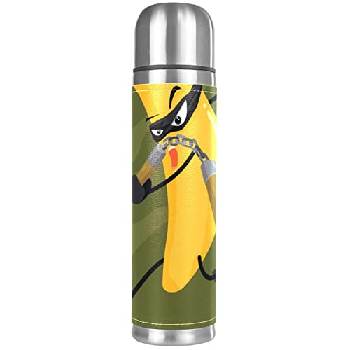 Cartoon Ninja Banana Vacuum Insulated Stainless Steel Thermos Bottles 16oz, Reusable Leak Proof BPA-Free Water Bottle with Cup Lid, Keep Hot or Cold