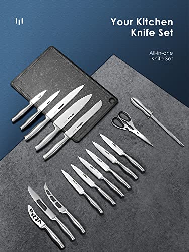 Aiheal Knife Set,17 Pieces Stainless Steel Kitchen Knife Set with Clear Acrylic Knife Stand, Super Sharp knives in One Piece Design | The Storepaperoomates Retail Market - Fast Affordable Shopping