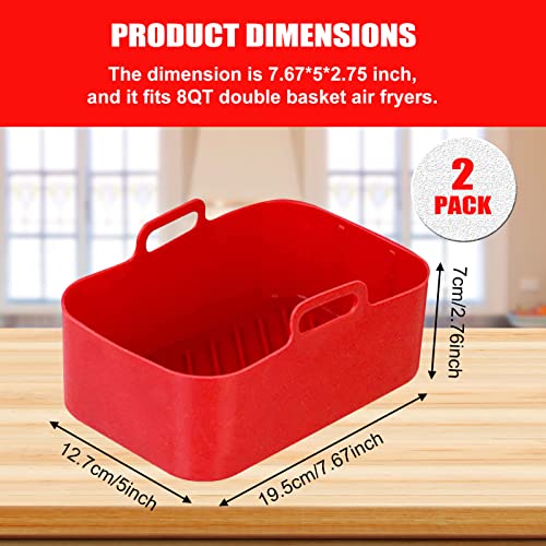 2 PCS Air Fryer Silicone Liners, Rectangular Heat Resistant Reusable Replacement Silicone Air Fryer Pot Bowl Basket Accessories Baking Tray Insert for Ninja DZ201 DZ401 8 QT 10 QT, Dishwasher Safe | The Storepaperoomates Retail Market - Fast Affordable Shopping