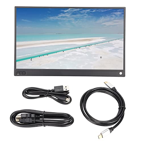 15.6in Portable Monitor, 1080P 16/9 60Hz Monitor, USB C Hdmi Laptop Extender Monitor Gaming Screen 3 in 1 Display with Built in Speakers, External Monitor for Laptop Pc Phone