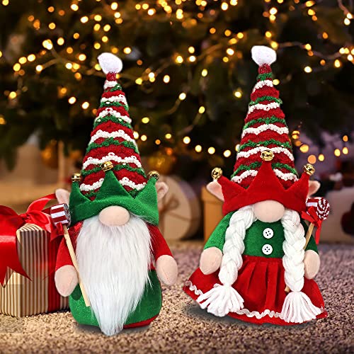 YXIXI Christmas Gnomes Decorations, 2Packs Handmade Santa Tomte Swedish Xmas Gnomes Plush,Christmas Collectible Dolls Figurines, Fireplace Wreathes Shelf Home Decor,Holiday Party Supplies Kids Gifts