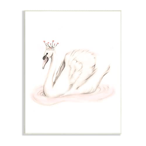 Stupell Industries Elegant Swan Princess Wearing Crown Tiara Pink Jewels, Design by Studio Q