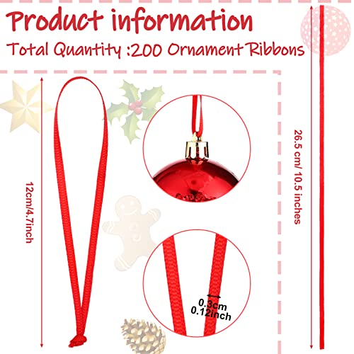 Shappy Pieces Hangers Ribbon 10.6 Inch Christmas Ornament Ribbon Tree Lanyard String Thin Ribbon Strap Christmas Ribbon Fabric Long Loop for Holiday School Wedding Crafts Decor Party Gift (Red) | The Storepaperoomates Retail Market - Fast Affordable Shopping
