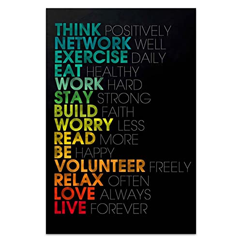 Frameless Canvas Wall Art Colorful Motivational Quotes 12″x18″ Artwork for Modern Home Office Living Room Wall Decor