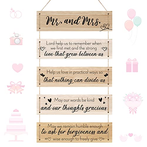 Marriage Prayer Wood Plaque Wedding Gift Wall Decor Sign Christian Family Religious Home Decor Saying Mr and Mrs Gift for Couple Bridal Shower Supplies