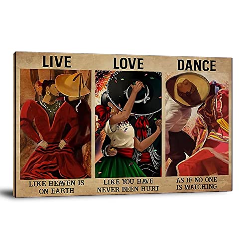 HONGJIE Canvas Picture Mexican Live Lov And Dance Wall Art Canvas Decorative Bedroom Paintings Home Decor Picture Artworks Posters Framed,16x24inch(40x60cm)
