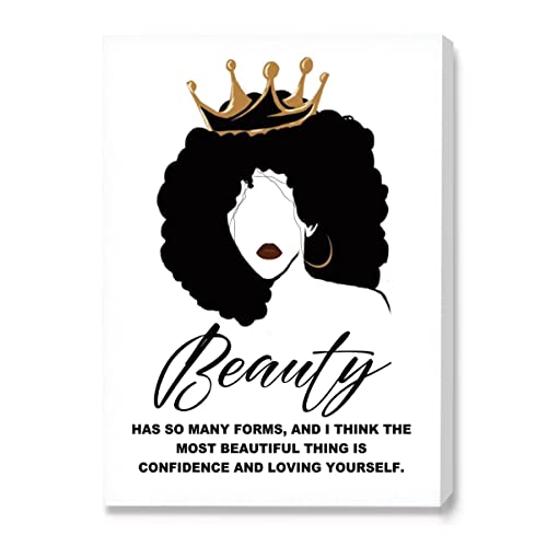 IIONGDE African American Wall Art Frame Canvas,Black Women Beauty Has So Many Inspirational Canvas Wall Art Ready to Hang for Black Women Girls Home/Bedroom/Office Wall Decor,12″ x 15″