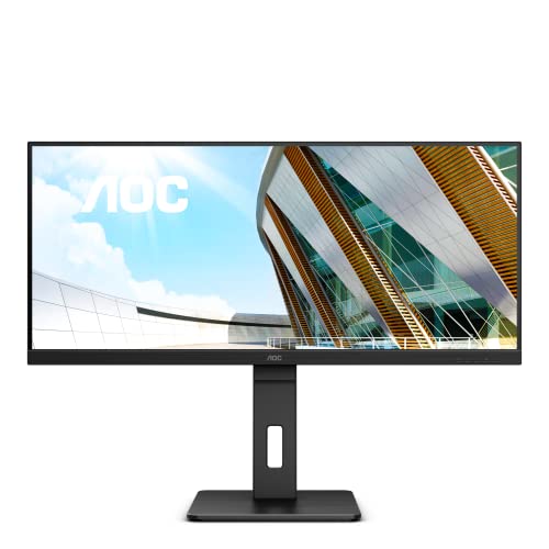 AOC U34P2 34-inch Professional Grade Ultra Wide Monitor, 21:9 WQHD 3440×1440, 105% AdobeRGB Wide Color Gamut, Excellent for Graphics Design, Height Adjustable Stand