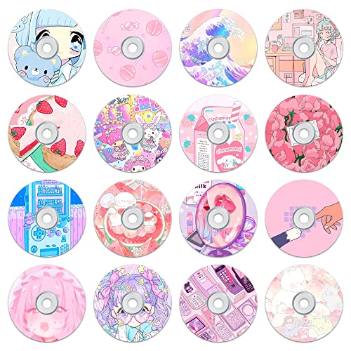 HK Studio Kawaii Records for Wall Aesthetic 5.1″ Pack 16 – PVC, CD Size Kawaii Record Wall Decor for Dorm, Wall Collage Kit, Bedroom – Kawaii Room Decor for Teen Girls