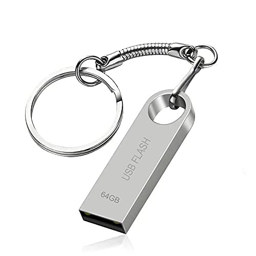 USB Flash Drive 64GB Waterproof Thumb Drive 64GB Metal USB 2.0 Memory Stick with Keychain for Computer/PC/Laptop Data Storage
