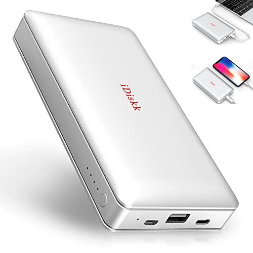 iDiskk 【Mfi Certified Plug-Play】 2TB External Hard Drive for iPhone iPad iPhone Photo Backup Storage HDD for All Devices (Android,iPhone and iPad),MacBook,Computer, with10000mAh Power Bank