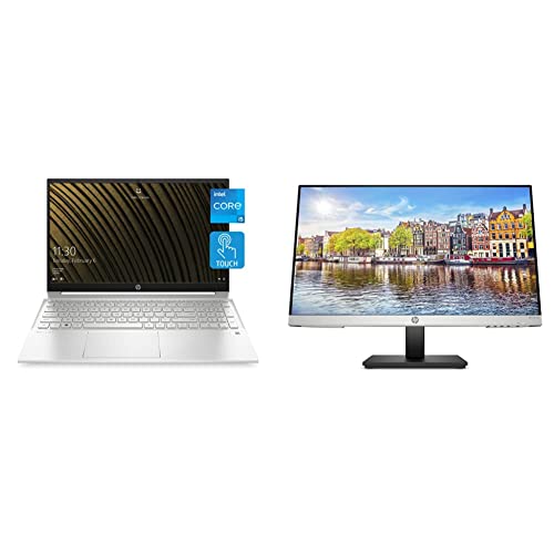 HP Pavilion 15 Laptop, 11th Gen Intel Core i5-1135G7 Processor & 24mh FHD Monitor – Computer Monitor with 23.8-Inch IPS Display (1080p) – Built-in Speakers and VESA Mounting – Height/Tilt Adjustment