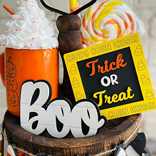 11 Pieces Halloween Tiered Tray Decorations, Halloween Ghost Trick or Treat Wooden Signs Items Decor, Rustic Farmhouse Tray Sets for Kitchen Home Table Mini Decor Halloween Party Supplies | The Storepaperoomates Retail Market - Fast Affordable Shopping