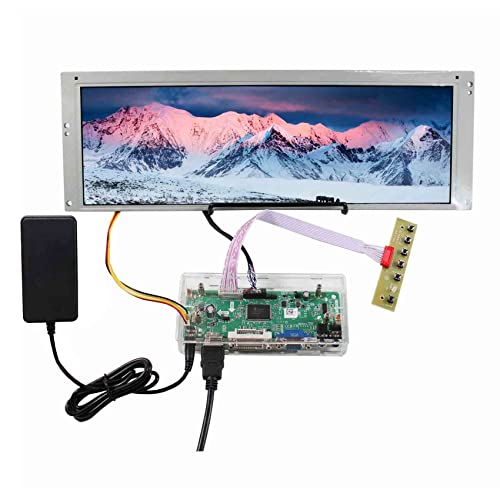 VSDISPLAY 14.9″ 1280×390 LCD Screen LTA149B780F with HD-MI DVI VGA Audio Controller Board M.NT68676 with Acrylic Case,and Power Adapter,for DIY 1up Cabinet/Car Gauge Cluster Digital Marquee Monitor