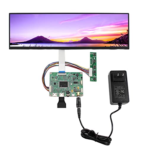 VSDISPLAY 12.6″ NV126B5M-N41 12.6inch 1920X515 LCD Screen Work with 2 HD-MI Mini LCD Controller VS-RTD2556HM-V1 and 12V DC 2A Power Adapter Supply US Plug with 5.5×2.1mm/3.5×1.35 mm Port