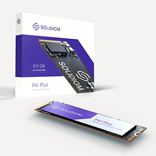 Solidigm™ P41 Plus Series 512GB PCIe GEN 4 NVMe 4.0 x4 M.2 2280 3D NAND Internal Solid State Drive (512GB, M.2 2280mm, PCIe 4.0 x4.) SSDPFKNU512GZX1
