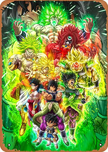Ysirseu Anime Metal Poster Dbz Tribute Posters figure poster metal tin sign BROLY Wall Art Decor Tin Sign-8x12inch