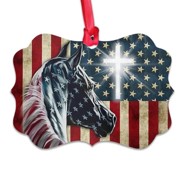 2022 Christmas Ornaments, Christmas Tree Decorations – Horse American Patriot LHGB1605005Y Ornament – Aluminum Ornament – Best Gifts for Christmas (Pack 1)
