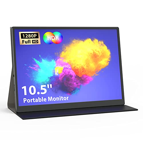 Miktver Portable Monitor, 10.5 Inch FHD 1920×1280 IPS 100% SRGB Small Laptop Monitor for Computer PC Phone Mac Xbox PS4, USB C HDMI Gaming Monitor Ultra-Slim IPS Display with Smart Cover