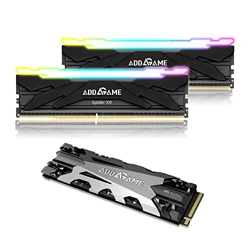 Addlink Addgame Ultimate Speed PC Upgrade Bundle, Spider X4 DDR4 288-Pin 3200MHz C16 32GB(16GBx2) + A95 1TB Gen4X4 TLC 3D NAND SSD 7300 MB/s with Heatsink