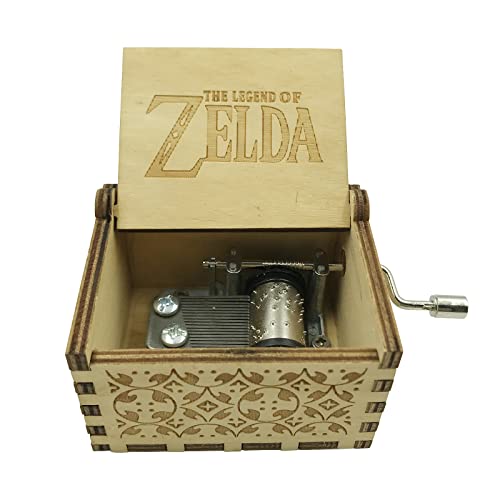 KYHSOM Legend of Zelda Music Box,18 Note Engraved Wooden Hand Crank Musical Box Wood Hand Crank Music Box for Mom/Dad/Daughter/Son (Wood)