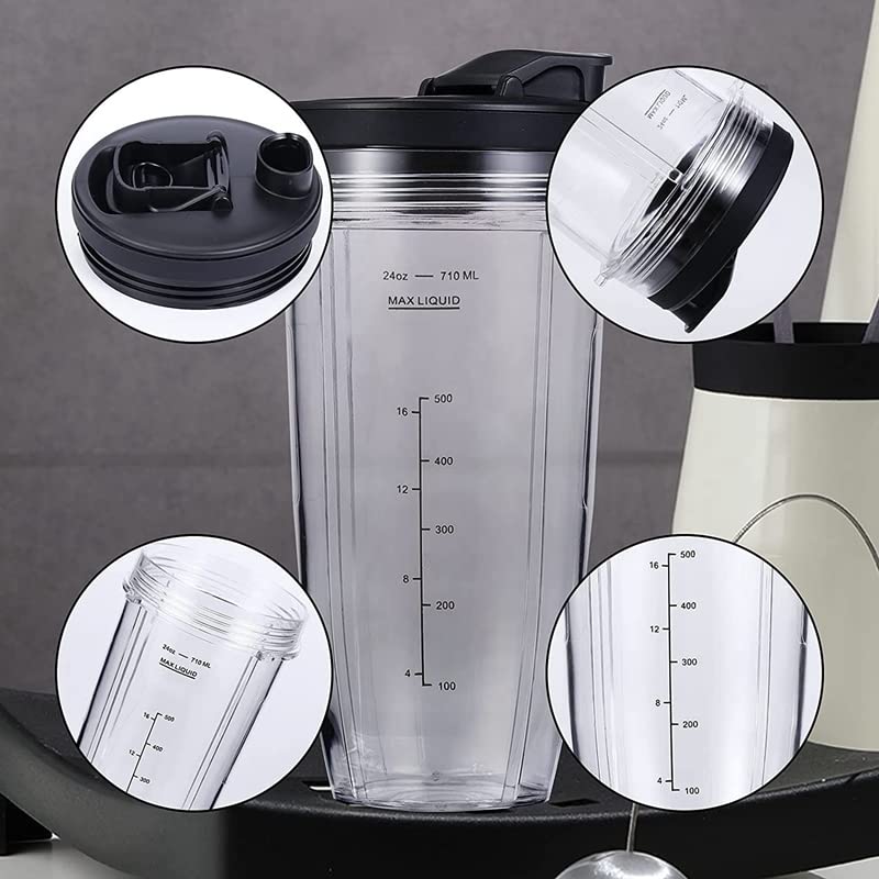 9 Pcs Replacement Parts Set For Nutri Ninja For 900W/1000W BL Series 7 Fins Extractor Blade 24Oz Cups Flip-Top To-Go Lid | The Storepaperoomates Retail Market - Fast Affordable Shopping