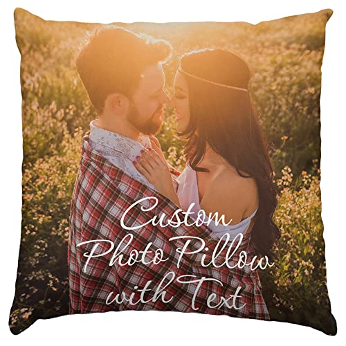 Custom Pillow Cases with Photos Personalized Pillowcase Pictures Text Customize Photo Printed Cushion Covers Two-Sides Design Home Decor, Decorative for Love Keepsake Gift Family Friends Pet 18x18in