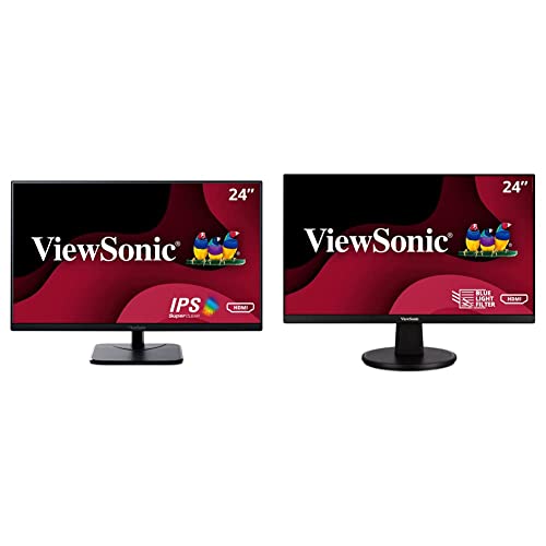 ViewSonic VA2456-MHD 24 Inch IPS 1080p Monitor & VA2447-MH 24 Inch Full HD 1080p Monitor with Ultra-Thin Bezel, Adaptive Sync, 75Hz, Eye Care, and HDMI, VGA Inputs for Home and Office