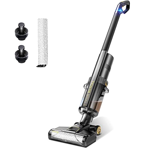 TICWELL SW301 Cordless Wet Dry Vacuum Cleaner for Hard Floors, All in One Lightweight Floors Vacuum Cleaner and Mop with Self-Cleaning, Long Runtime with Removable Battery, 2022 New Version BlackGold