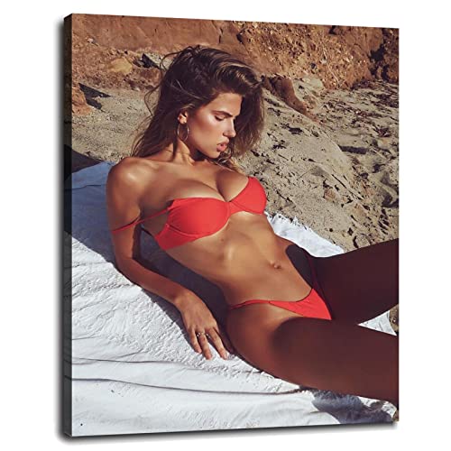 Kara Del Toro Wall Art Sexy Nude Bikini Girl Canvas Prints Fitness Model Bedroom Bathroom Porn Poster Poster For Home Office Living Room Decorations With Framed 27″x20″