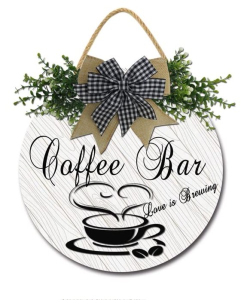 Coffee Bar Coffee Sign For Coffee Bar Love Is Brewing 11X11″ Rustic Sign For Front Door Decor Wooden Signs For Front Door Hangers Housewarming Gifts By Weytff