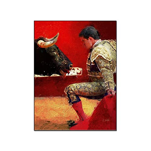 Looking Into The Eyes of A Bull – Spanish Bullfight, El Toro, Matador,Spain,Wall Décor Poster Canvas Painting Posters and Prints Wall Art Pictures for Living Room Bedroom Decor 16x20inch(40x51cm) Unf