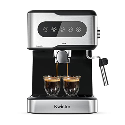 Kwister Espresso Machine 20 Bar Espresso Coffee Maker Cappuccino Machine with Milk Frother, Digital Touch Panel, 50 OZ Removable Water Tank, Stainless Steel