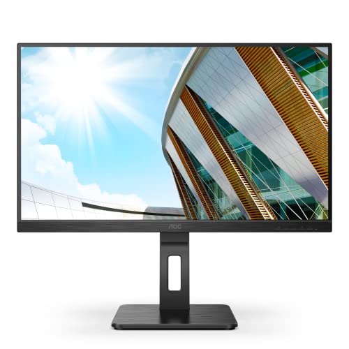 AOC U27P2CA 27″ 4K Frameless Monitor, UHD 3840 x 2160, USB-C Docking, Height Adjustable Stand