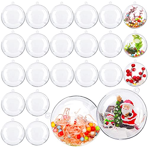 24 Pack Clear Christmas Ornaments Ball,70mm Clear Plastic Fillable Ornaments Balls,Craft Plastic Ball Ornament for DIY Craft,Christmas,Wedding,Party,Home Decor