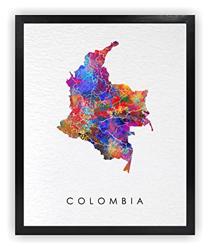 Dignovel Studios 11X14 Unframed Colombia Map Watercolor Art Print Map Motherland Country Latin America illustrations Art Print Wall Wedding Poster Housewarming Wall Décor DN744