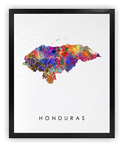 Dignovel Studios 8X10 Unframed Honduras Map Watercolor Art Print Map Motherland Country Caribbean Sea Central America illustrations Art Print Wall Wedding Poster Housewarming Wall Décor DN746
