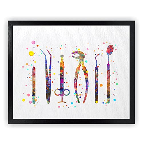 Dignovel Studios 8X10 Unframed Dentist Tools Watercolor Art Print Tooth Medical Art Surgeon Dental Clinic Instruments Dentistry Office Wall Décor Hanging DN751