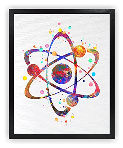 Dignovel Studios 13X19 Unframed Atom Symbol Watercolor Art Print Atomic Science Art Physics Chemistry Science Décor Poster Wall Hanging DN763