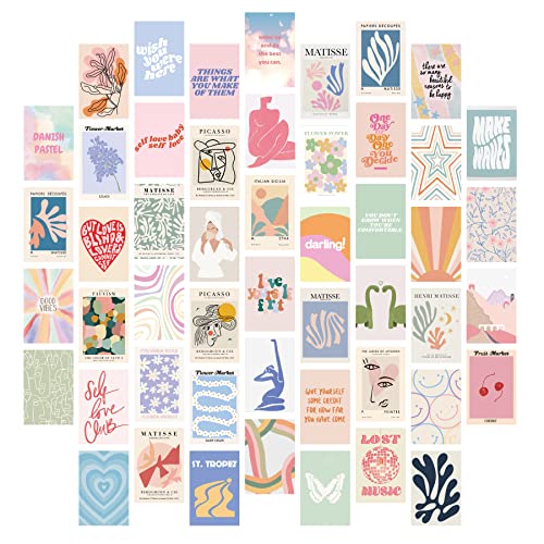 Cornerora Danish Pastel Wall Collage Kit – 50 PCS Danish Pastel Posters, Pastel Danish Room Decor, Matisse Wall Art Room Décor Pictures, Preppy Wall Collage Kit for Teen Girls
