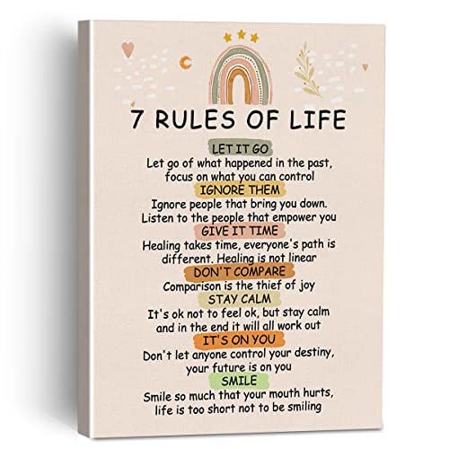 Positive Life Canvas Painting Framed Wall Art Decor for Office Living Room Bedroom, Life Rules Art Canvas Social Psychology Poster Wall Prints Decorative Gift